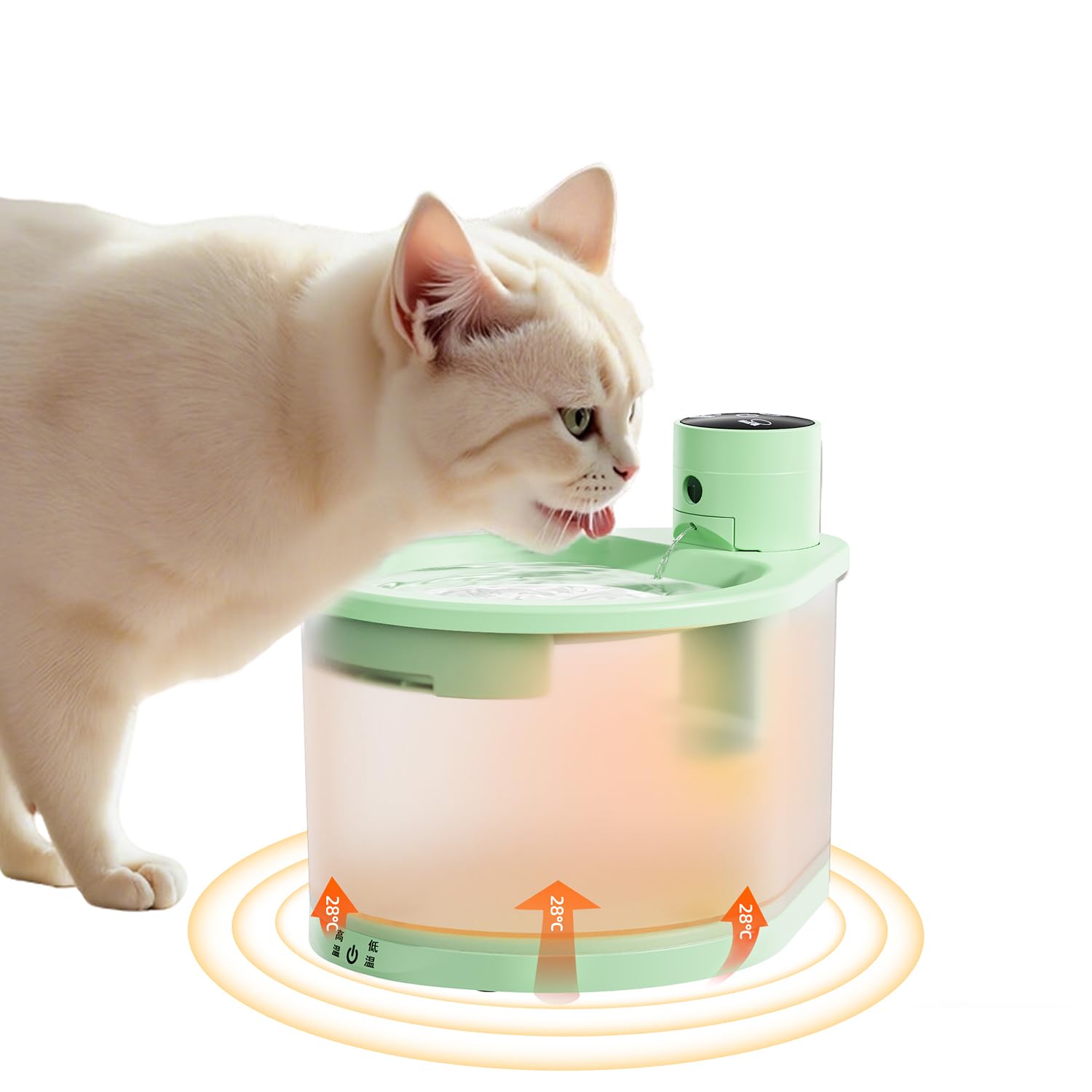 猫 給水器 温水 温かい 保温 恒温 スマートペット用自動給水器 【着脱式ヒーターベース搭載 冬は温水/夏は常温水 通年利用可能 サーモスタット機能】 ワイヤレス本体 2.8Lタンク 3つの給水モード コードレス 組み立て簡単 お手入れ簡単 フィルター付き 犬 猫 水飲み器 みずのみ【大容量5000mAh内蔵バッテリー搭載 満充電で約45日間持続】