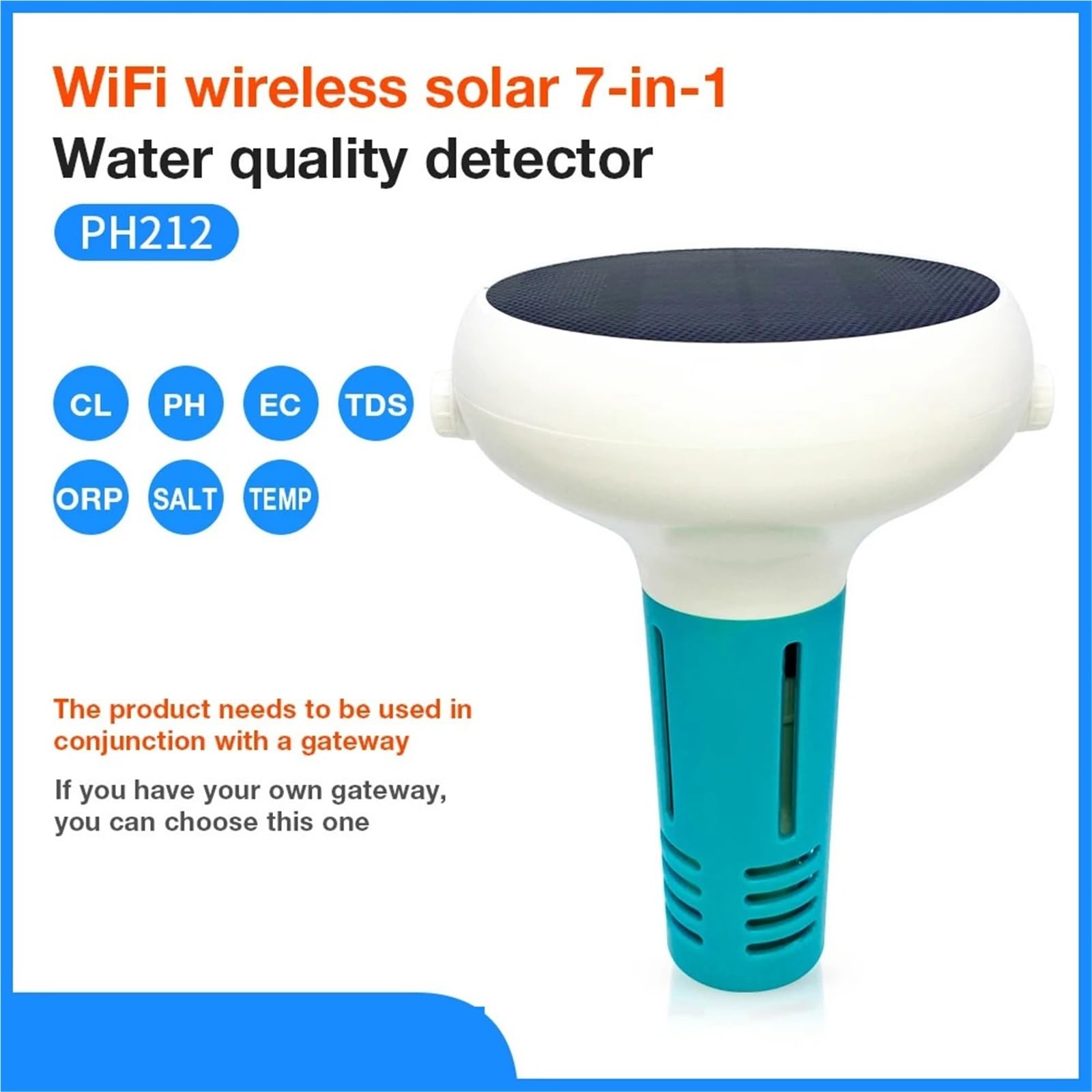 Misuratore di cloro intelligente 7 in 1 PH ORP Solidi totali disciolti Salinità Temperatura CL Test Meter acqua della piscina,Multifunzionale