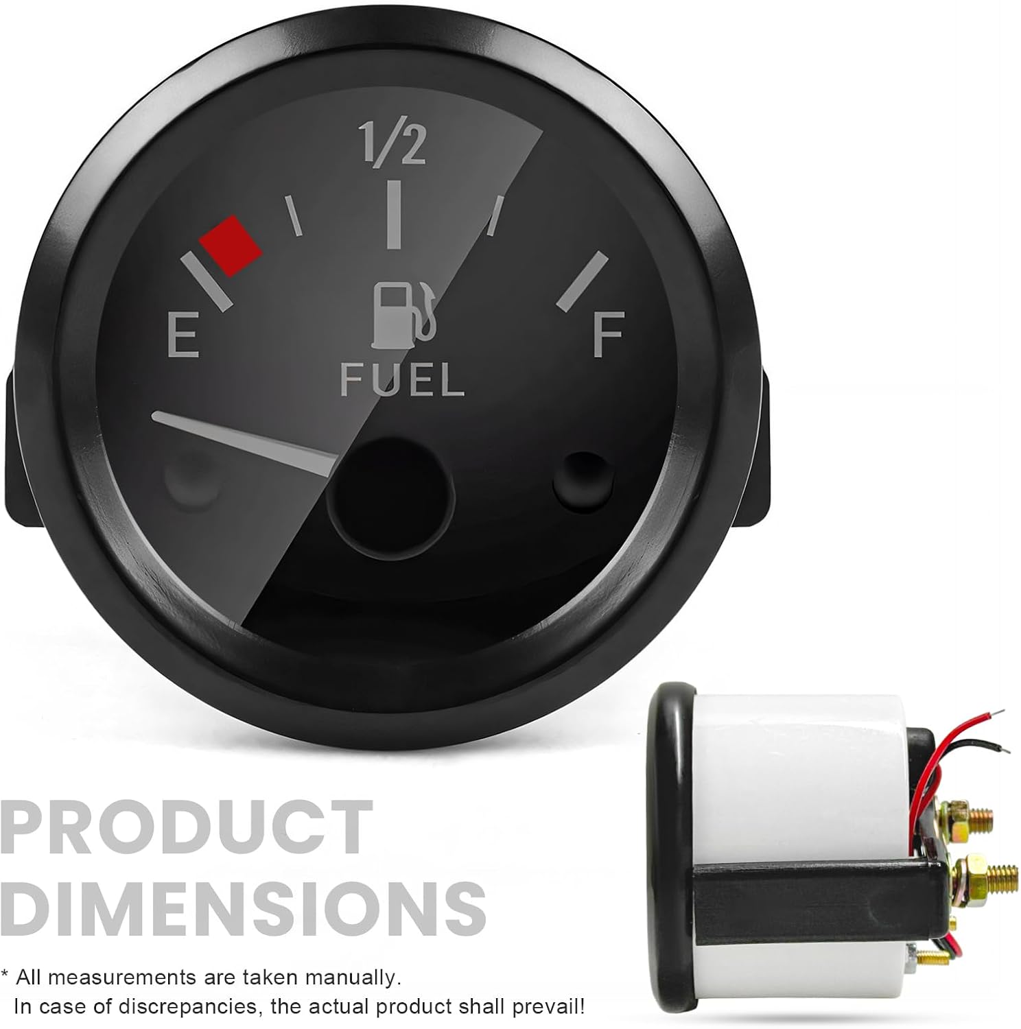 2" 57mm Car Fuel Level Gauge, 12V Gas Tank Meter Marine Fuel Gauge Kit with E-1/2-F Pointer Dash, 240-33ohm Fuels Tank Meter with Nut/Bracket for Car RV Boat Motorcycle