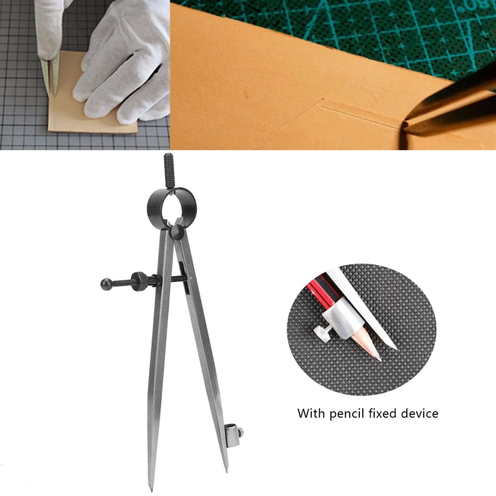 Hyuduo Compás de Dibujo Ajustable 150 mm con Scriber para Línea Divisoria Herramienta de Artesanía de Medición Precisa y Giratoria