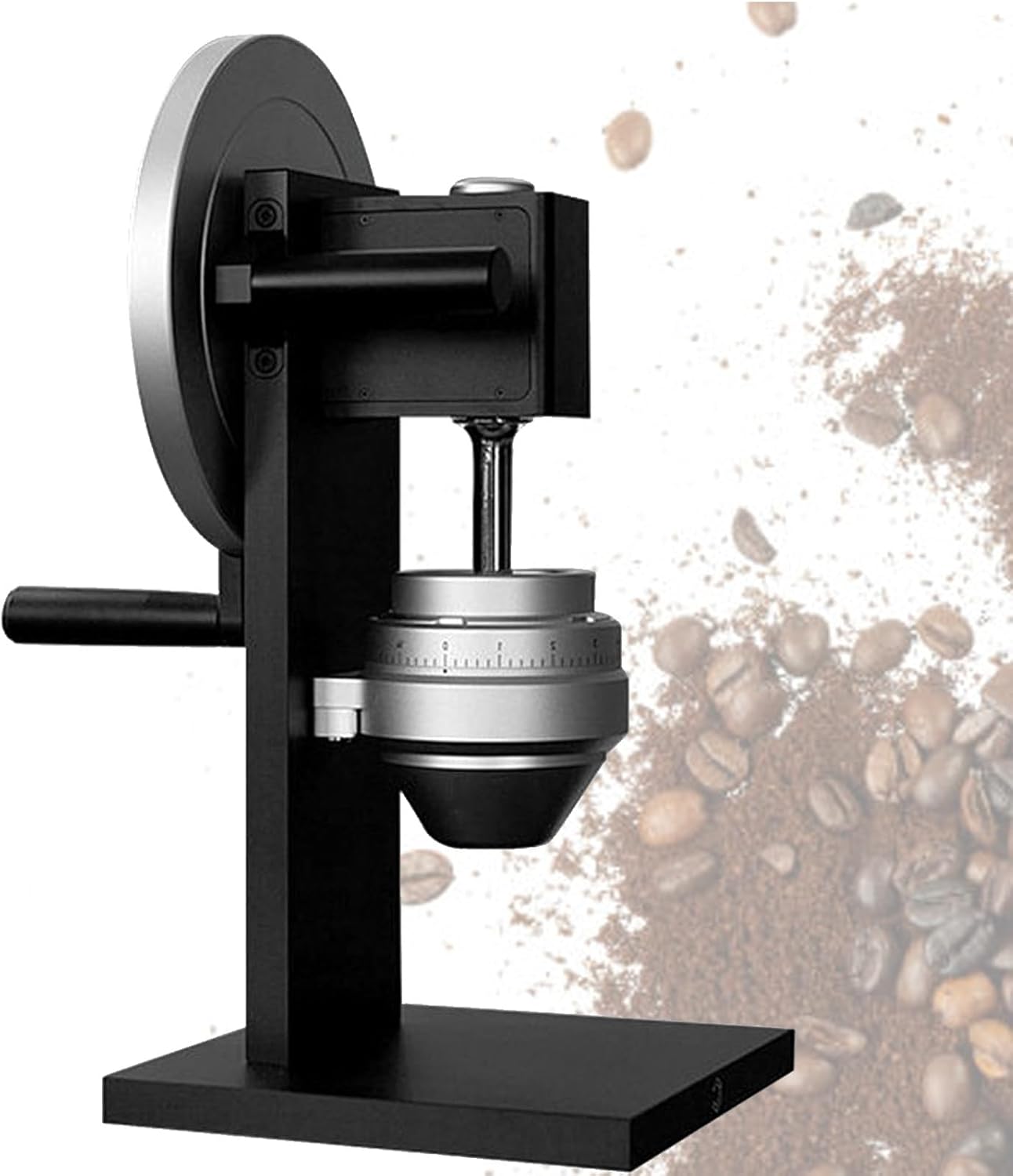 Adjustable Grinding Precision Manual Coffee Grinder, 83mm Conical Grinding Disc with Powder Scraper, Aluminum Alloy, for Home and Commercial Use