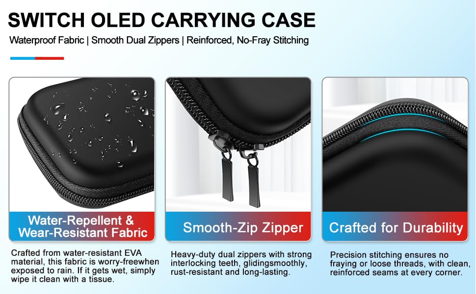 Condition photo showing New/Like New for ounfnoe carrying case compatible with nintendo switch and switch oled model 2021, portable travel carry case/game bag with 10 game cartridge slots, black comes with tempered glass screen protector