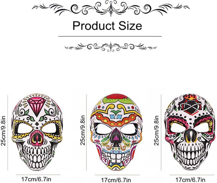 KIPETTO Mardi Gras Mask Venetian Party Mask Sugar Skull Masquerade Masks for Halloween Cosplay Mexican Masquerade Party