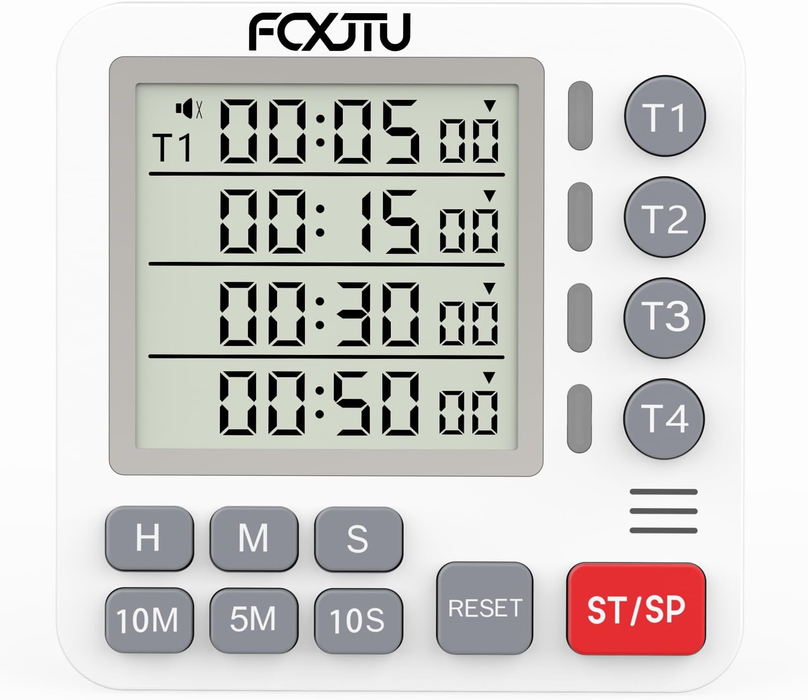 Digital Dual Kitchen Timer, 4-Channel Magnetic Countdown Timer for Cooking, On/Off, Large Display Multi Food Loud Alarm Silent for Classroom Seniors Battery Included (White)