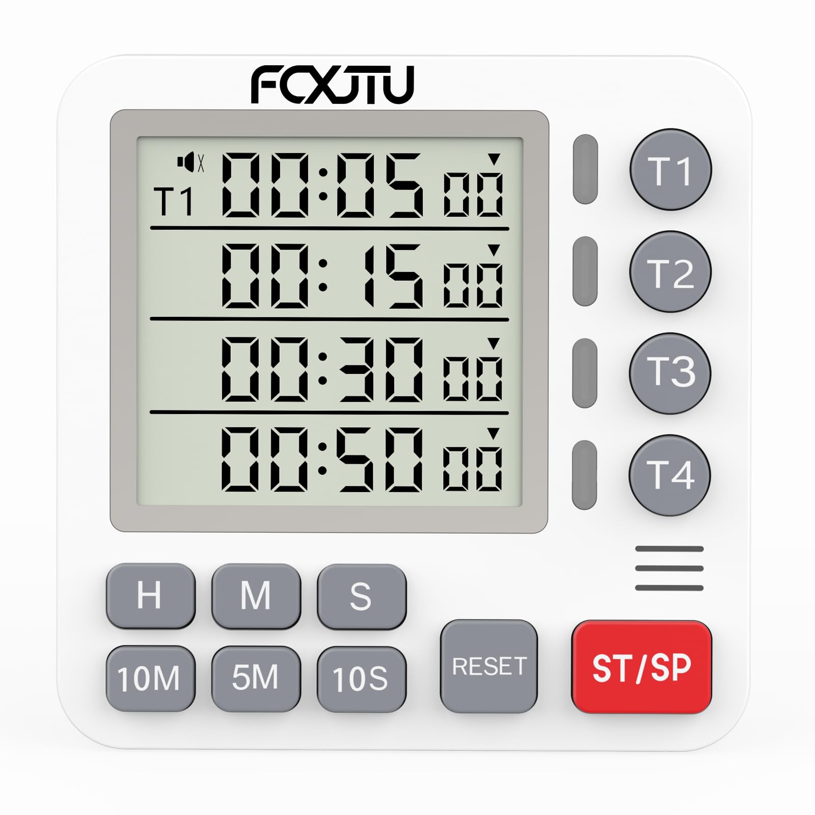 Digital Dual Kitchen Timer, 4-Channel Magnetic Countdown Timer for Cooking, On/Off, Large Display Multi Food Loud Alarm Silent for Classroom Seniors Battery Included (White)