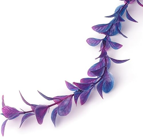 Miniatura 5 de Mallofusa Decoración de plantas artificiales de acuario de plástico para decoración de peceras, 16 pulgadas, morado