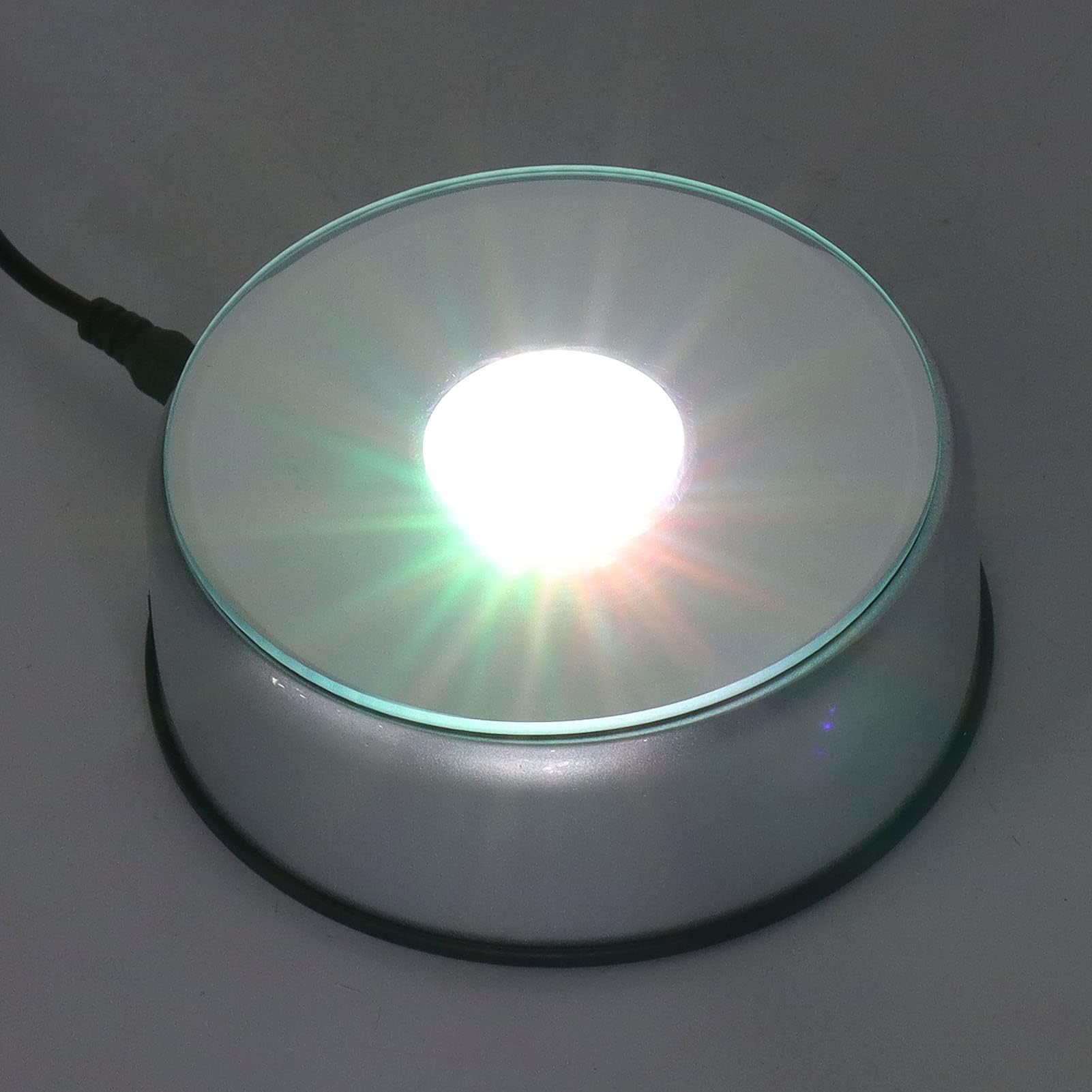 Espositore girevole, base per display girevole a LED Base luminosa colorata Base di visualizzazione in vetro Display a tazza Turner Statua girevole illuminata Piattaforma