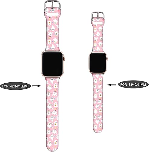 Miniatura 2 de Correa de reloj de Acción de Gracias de otoño, compatible con Apple Watch de Halloween de 38404142441.772 in, correas ajustables de silicona rosa