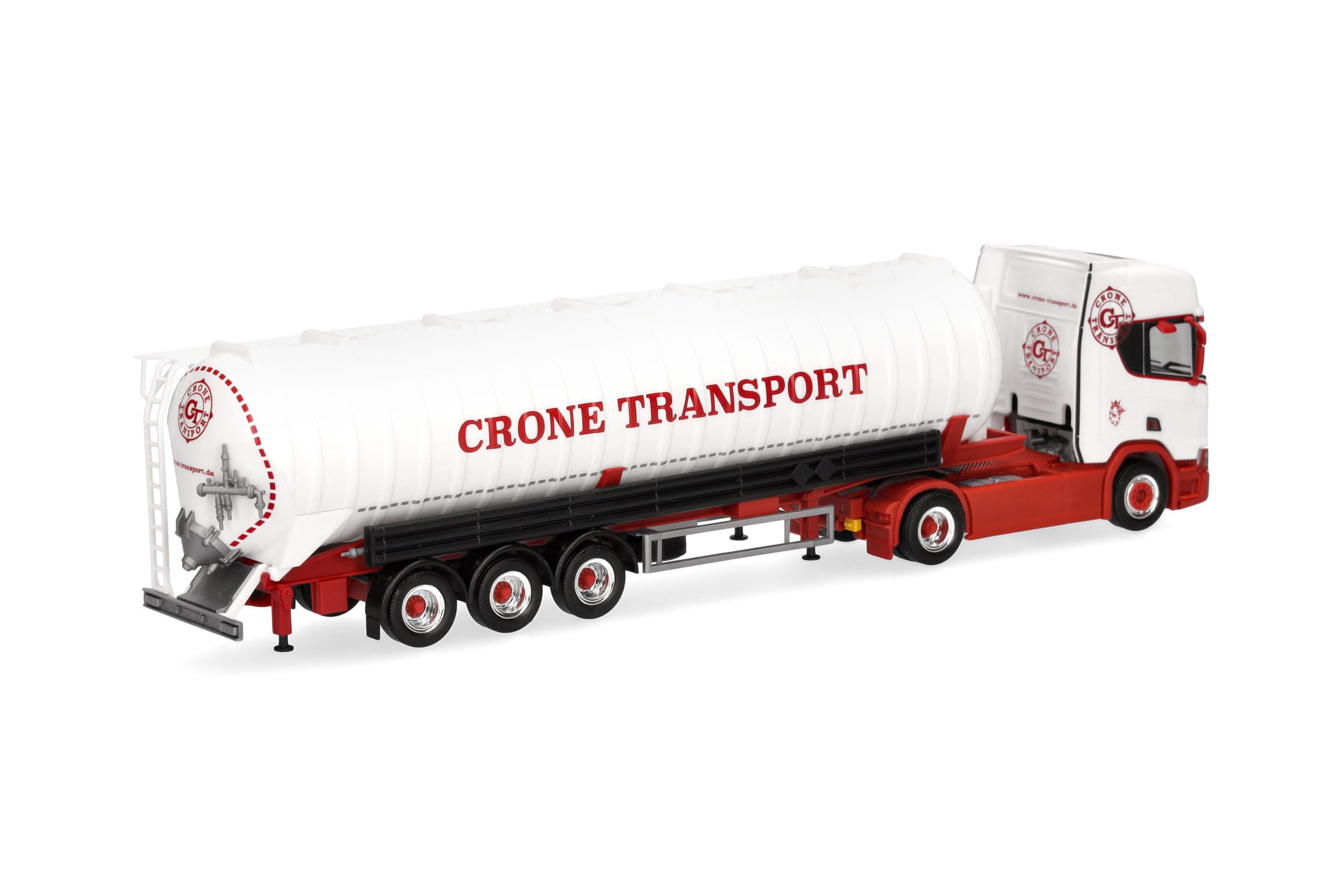 Herpa Miniatura del camión Scania CR 20 HD semirremolque silo de aspiración Crone Handel und Transport, Escala 1/87, maqueta de colleción, modelismo, Modelo aleman, Figura plástico