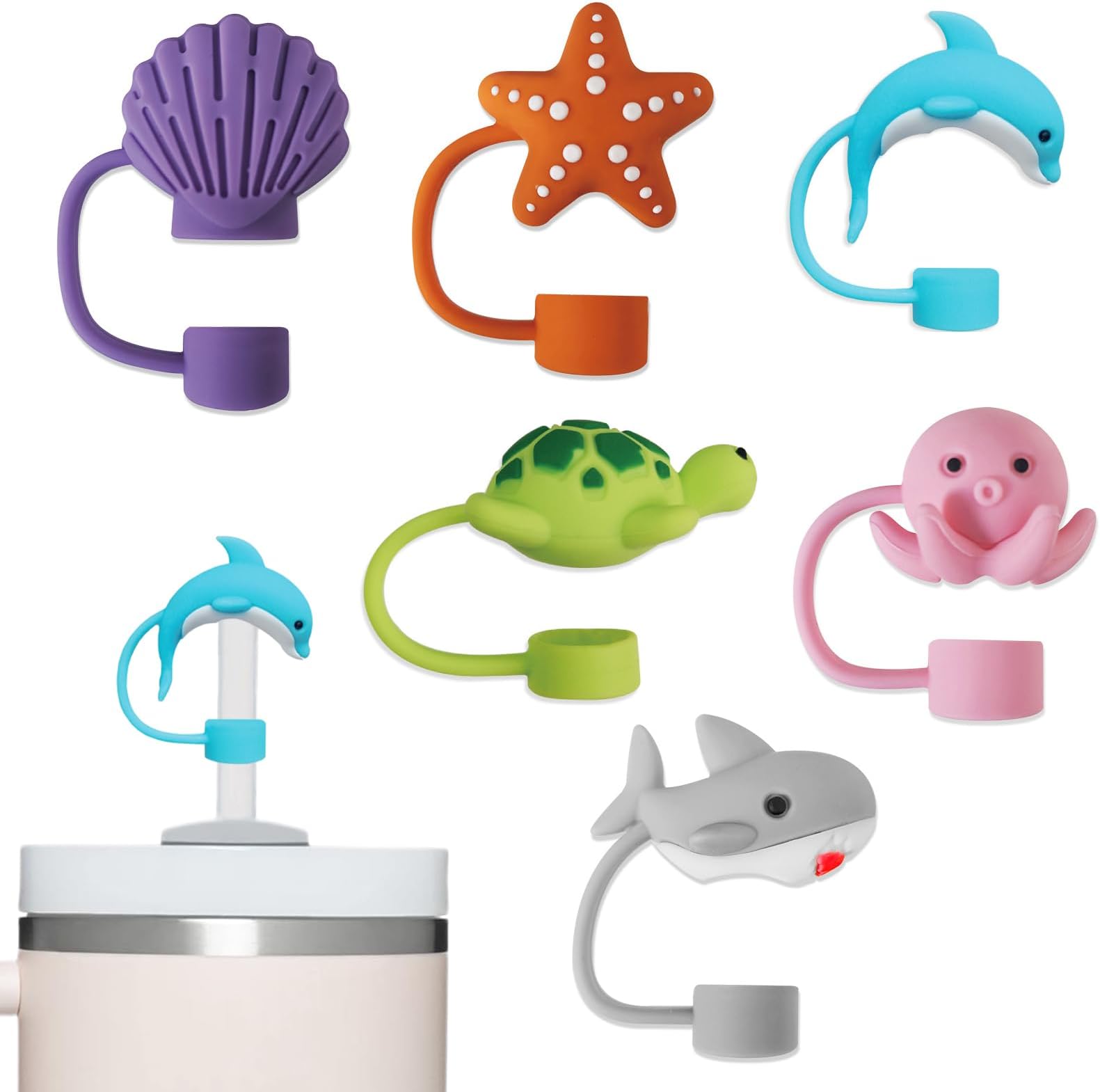 6P Straw Cover for Stanley Cup, Silicone Straw Topper for Stanley Cup 30&40oz with Tumblers, 10mm 0.4in Lid Accessories (Reusable)