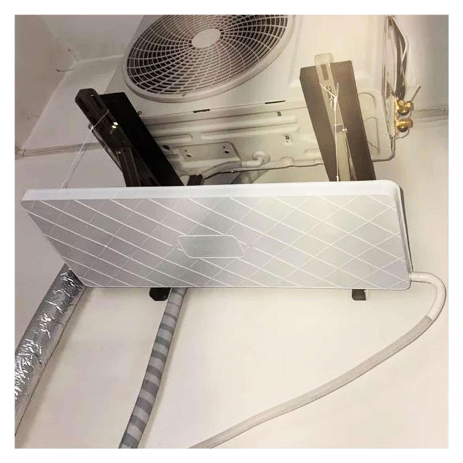 Bandeja Drenaje para Unidad Aire Acondicionado Con Manguera Desagüe UHEKC | Bandeja Goteo Plástico para Aire Acondicionado A Prueba Fugas para Bomba Calor Split Exterior(1-2Px2m)