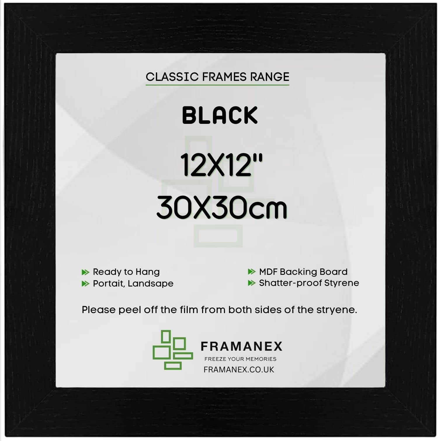 FRAMANEX Modern Black Colour 30X30 CM Picture Photo Poster Frames | 30X30 CM Square Picture Frame | Wood Finish Photo Frame โ image 1