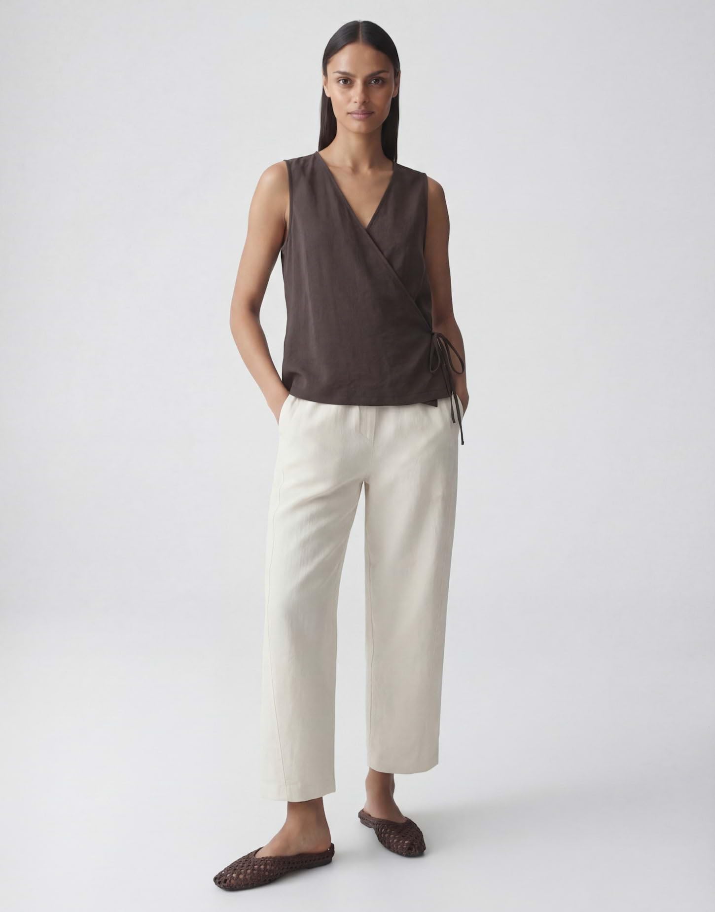 OPUS Damen Blusentop | Wickeltop mit Bindetail Regular Fit