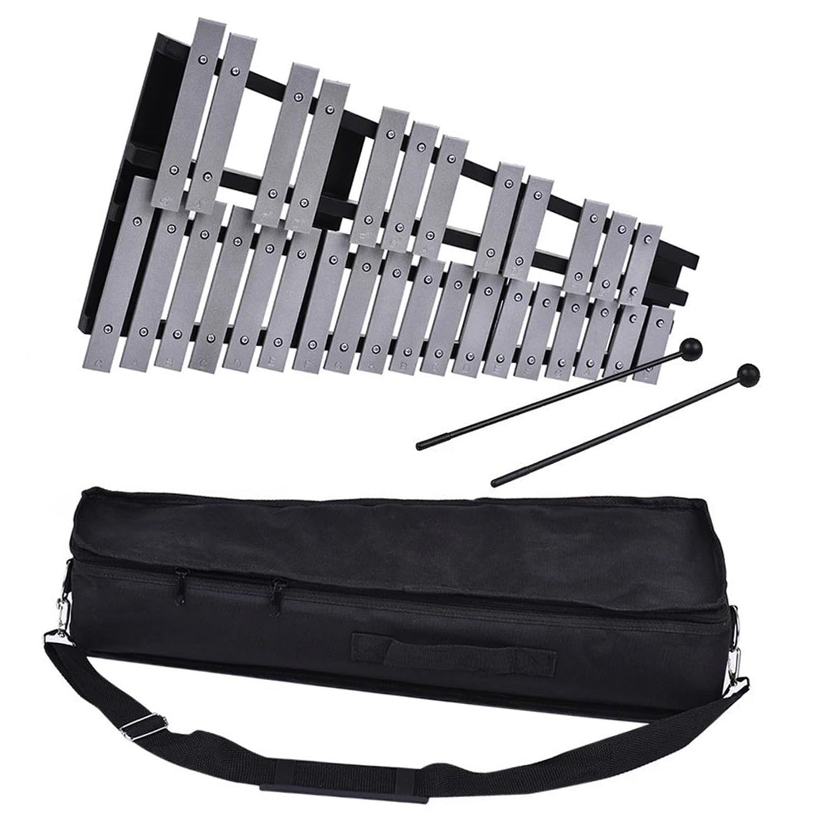 Ksylofon Składany 30-nutowy Ksylofon Glockenspiel Drewniana Rama Pręty Aluminiowe Perkusyjny Instrument Muzyczny Z Torbą Do Przenoszenia