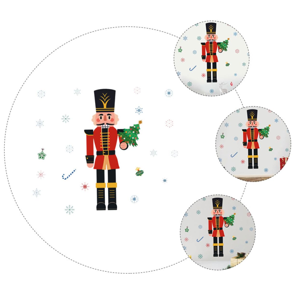 Hemobllo 3pezzi Adesivo Natalizio Per Finestre Nutcracker e Fiocchi Decorazione Murale Festiva Per Natale Facile Da Applicare e Rimovibile Per e Vetrine