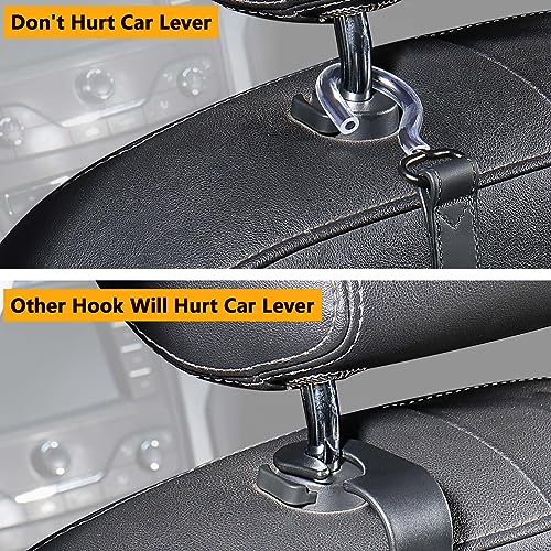 Image of Car Hooks,Car Purse Hook,Car Headrest Hook 2 Pack Leather Headrest Hooks for car Accessories,SUS304 Car Bag Hooks(Black)