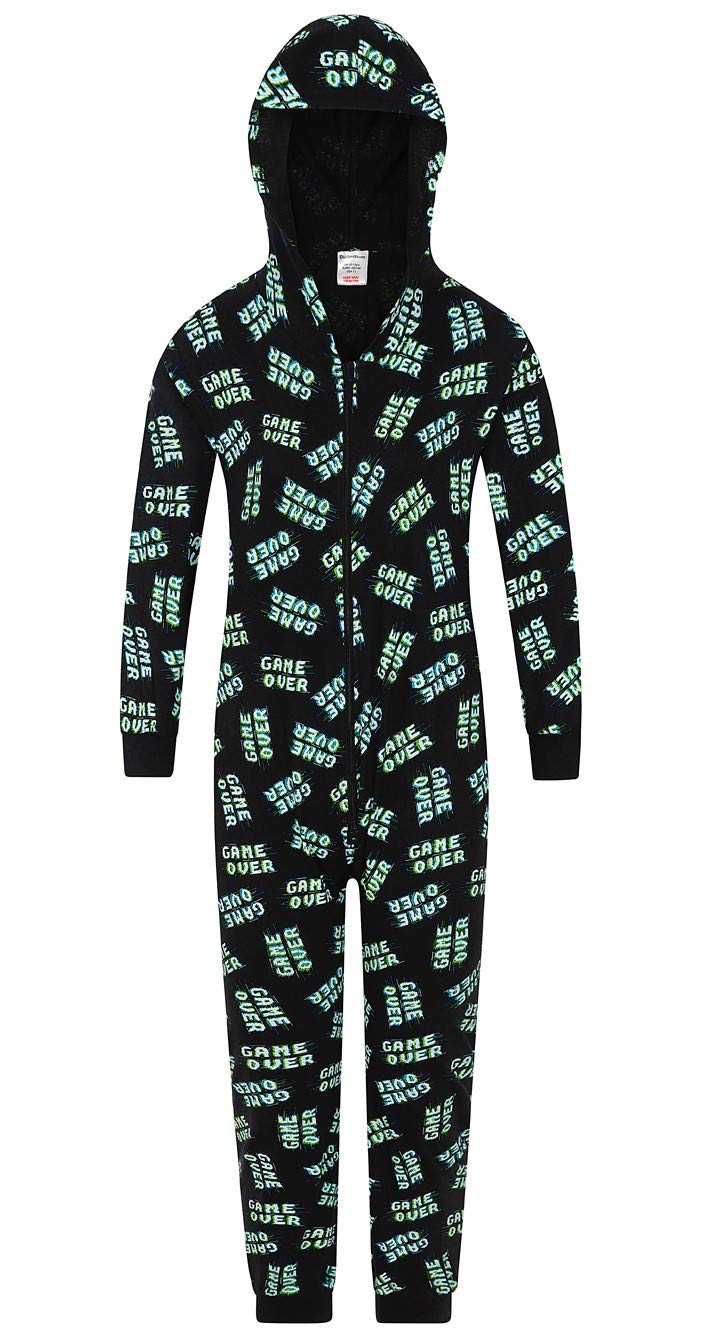The PyjamaFactoryBoys Game Over Black Green Sleepsuit 11 to 16 Years