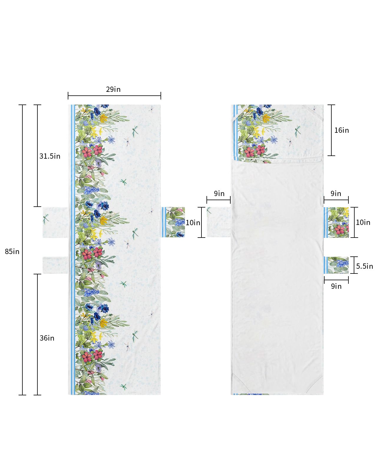 Pastoral Botanical Beach Lounge Chair Towel Cover, Soft Chaise Lounge Towel with Side Pockets Patio Pool Chairs Cover for Beach/Pool Sunbathing 29x85 Colorful Spring Floral Summer Dragonfly
