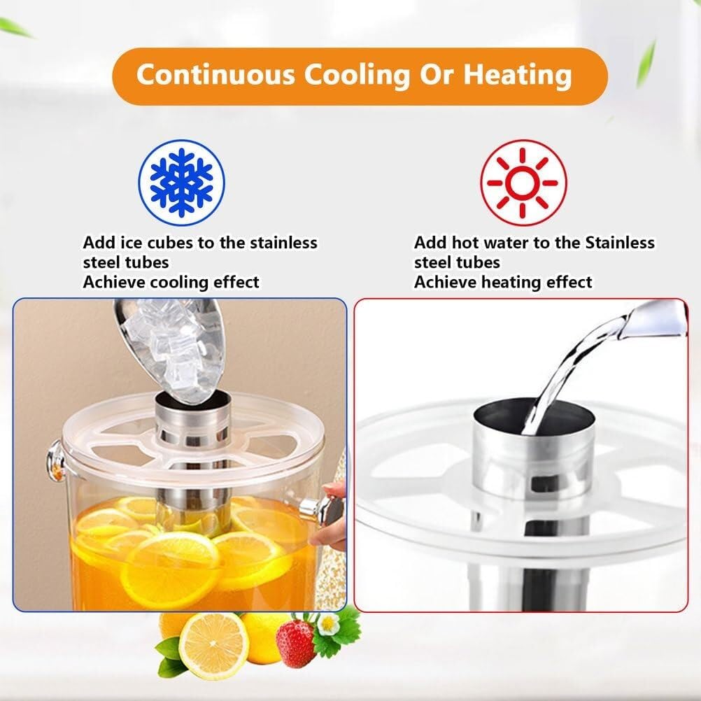 Dispenser per bevande con contenitore per ghiaccio, dispenser per bevande calde e fredde con vassoio antigoccia in acciaio inox per feste, buffet e succhi, capacità 16 l
