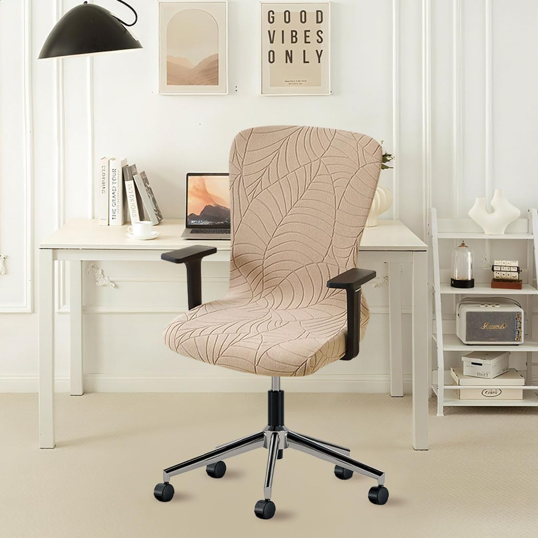 Office Chair Covers Stretchable Slipcover for Computer Chairs Soft Fit Universal Desk Rotating Chair Slipcovers, Non-Slip, Removable & Washable Protector for Home, Office,Khaki