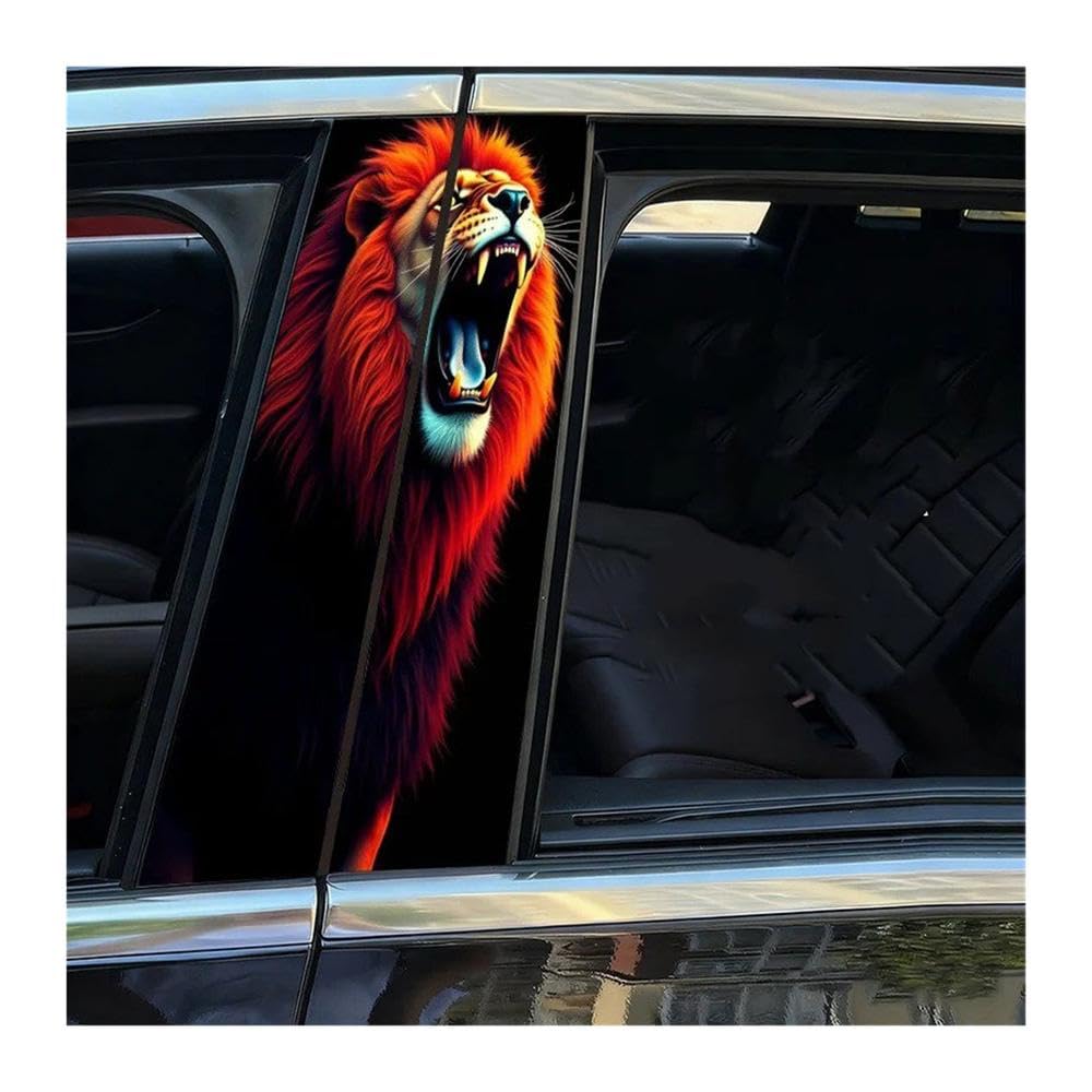 2 Background Paintings of Roaring Lion Car Sticker for Body B-Pillar Auto Parts