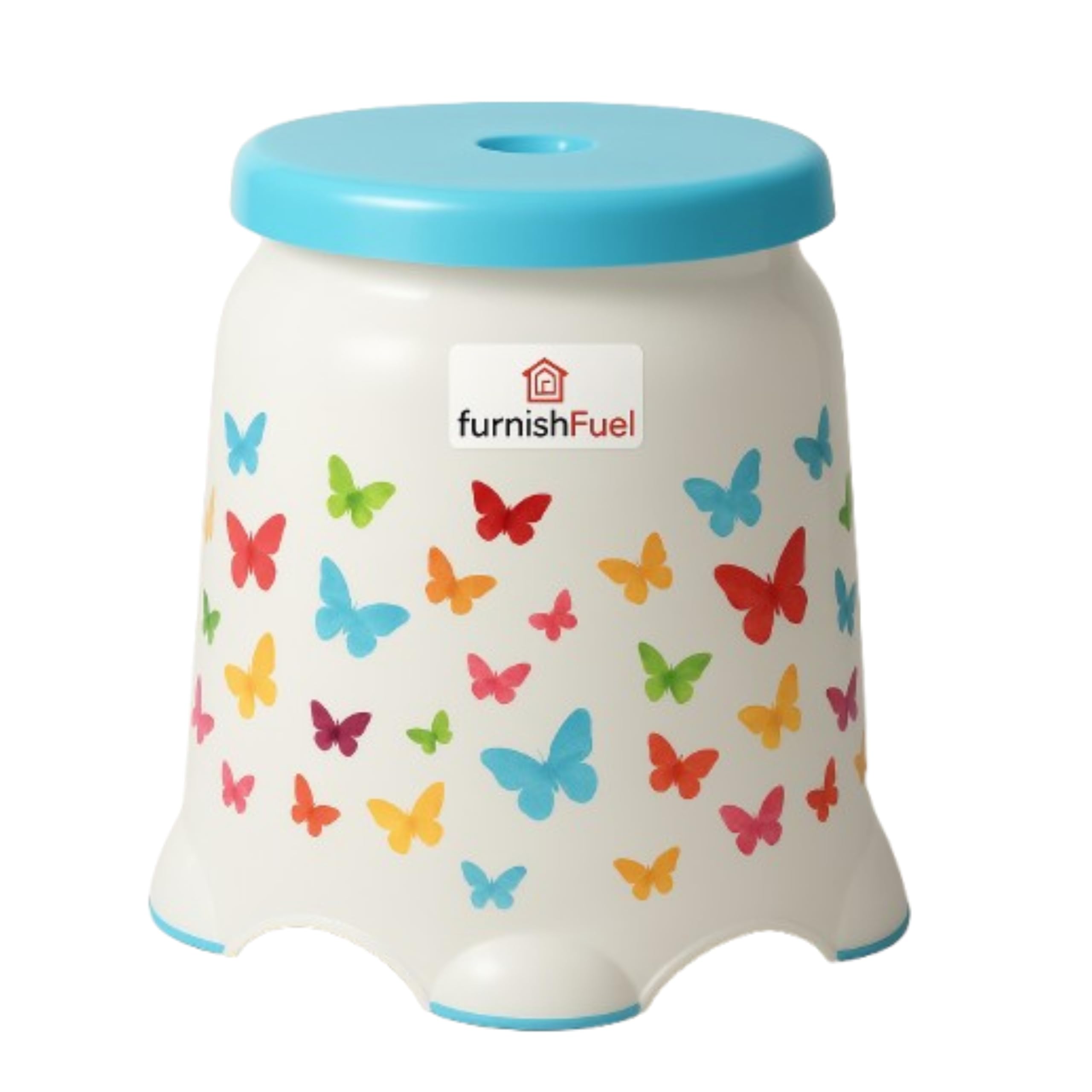 Furnishfuel Plastic Strong Round Designer Colorful Big Size [14 inch/36 cm Height] Bathroom Bathing Shower Stool for Adults Perfect Sitting Posture (Ice Blue)