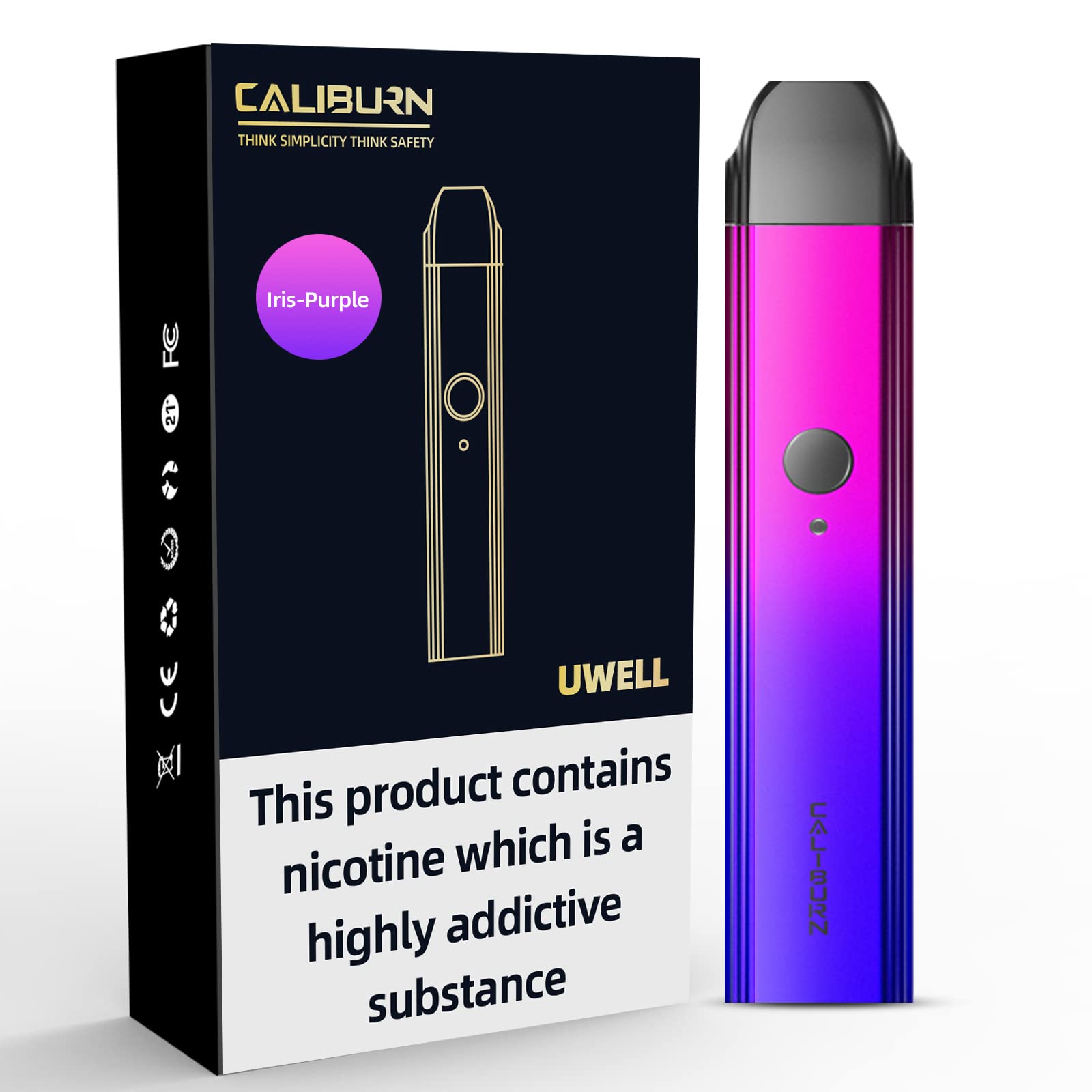 Caliburn Pod Kit 2ml E Cigarettes Vape Starter Kit Vape Pen (Purple) No Nicotine