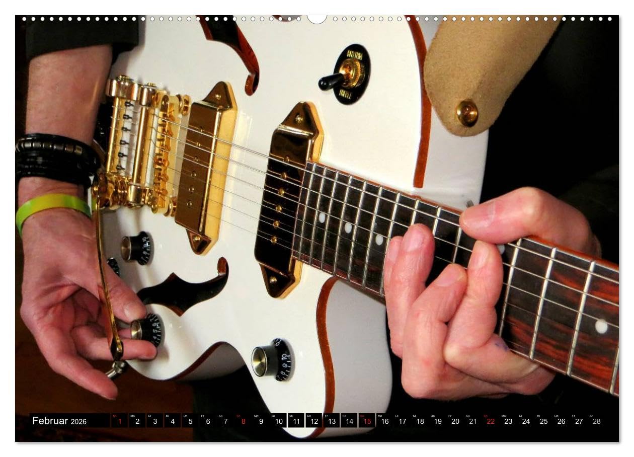 JAZZGITARREN in Szene gesetzt (hochwertiger Premium Wandkalender 2026 DIN A2 quer), Kunstdruck in Hochglanz: Auf jedem Kalenderblatt präsentiert sich ... beliebte Gitarrenschönheit (CALVENDO Kunst)