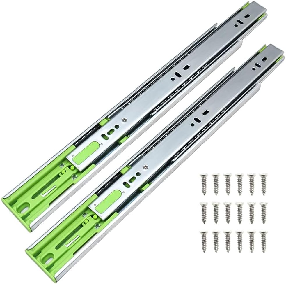 Volo 16 inch Mild Steel Heavy Duty Telescopic Soft Close Slide Full Extension Ball Bearing Metal Cabinet Drawer Slides,Load Bearing Capacity 45 kg