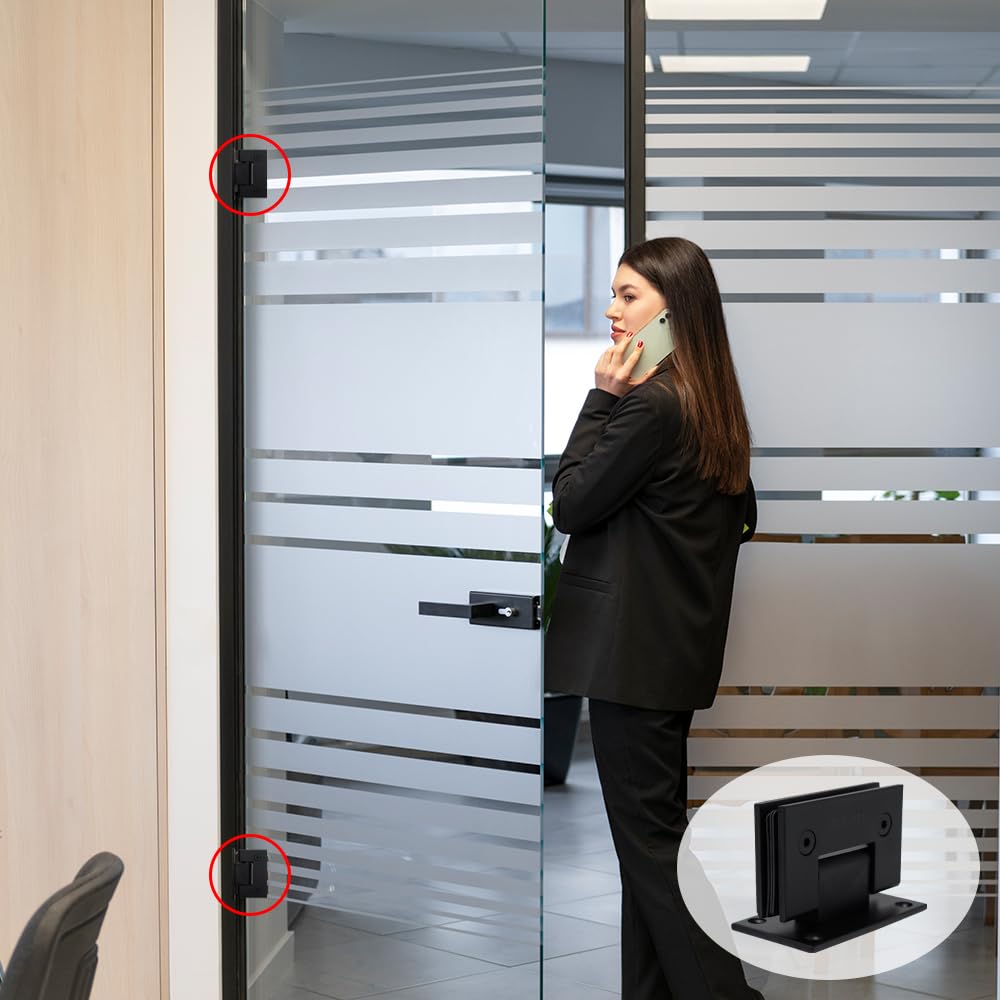 2 Piezas Bisagras de Puerta de Vidrio de 90 Grados Abrazadera de Vidrio Puertas 8-12 mm Negro Soporte para Estante de Cristal 90 Grados Herrajes de puerta para Puerta de Vitrina