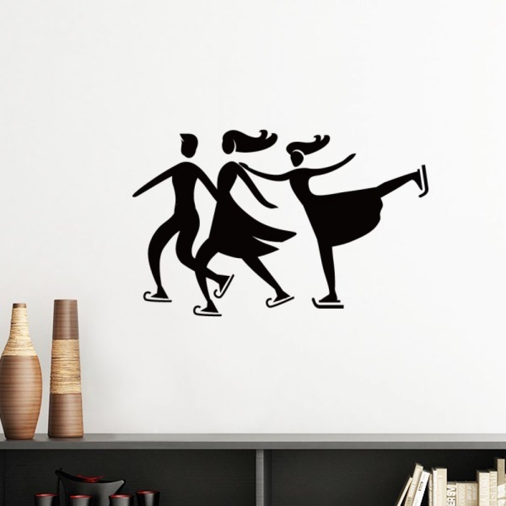 Sticker mural ski silhouette bleu sticker amovible pour masquer un mur abîmé