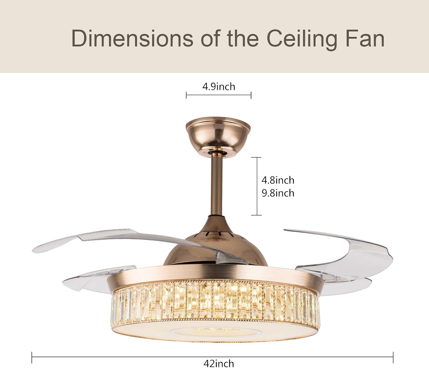 Special WUPYI 42 Inch Modern Crystal Ceiling Fan with Light and Remote Control,LED 3 Color Changing Lights Retractable Blades Chandelier with 4 Leaf Blade for Living Room,Bedroom,Silver Popular WUPYI 42 Inch Modern Crystal Ceiling Fan with Light and Remote Control,LED 3 Color Changing Lights Retractable Blades Chandelier with 4 Leaf Blade for Living Room,Bedroom,Silver