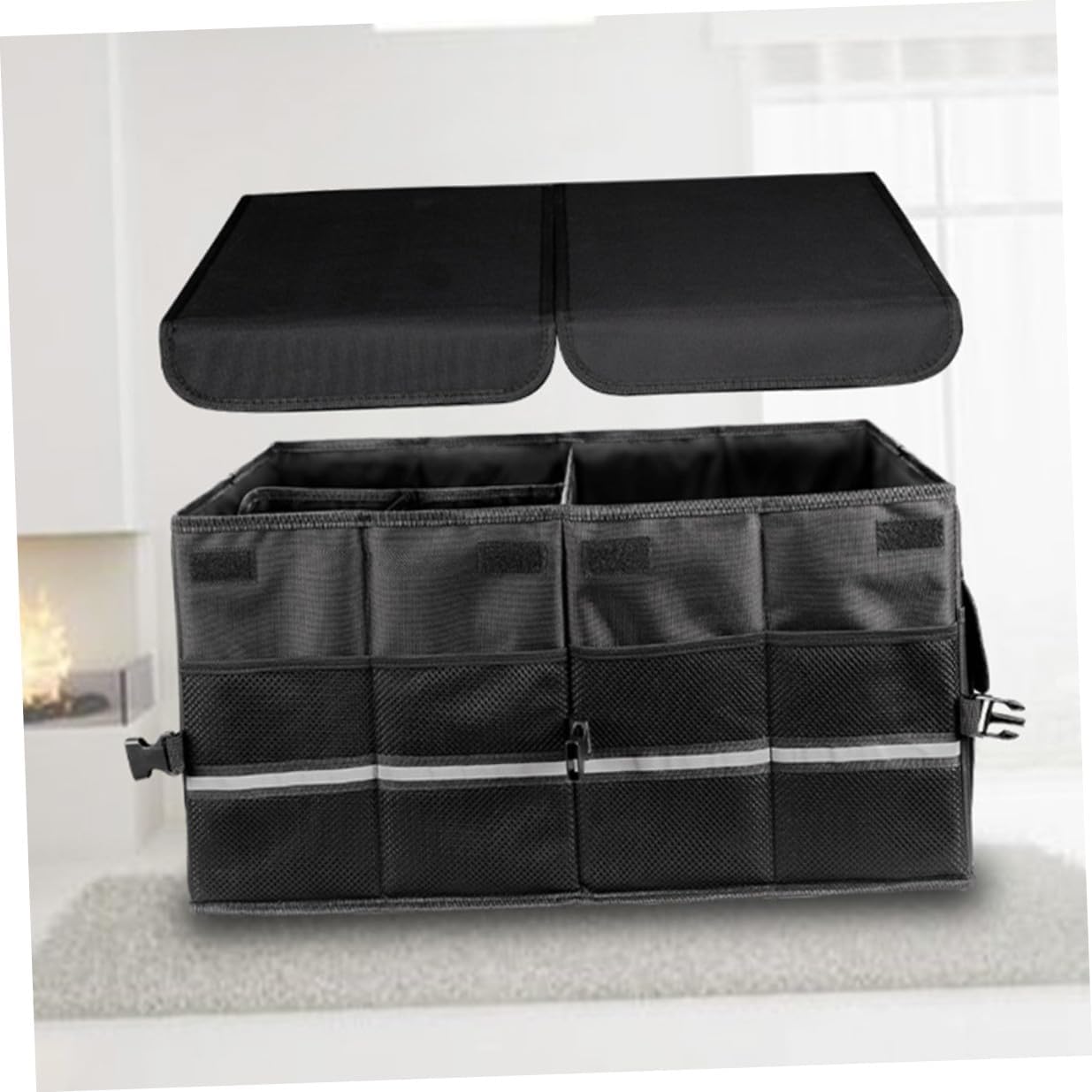 Car Foldable Storage Box Trunk Organizer Car Organizer Case Black Collapsible Storage for Vehicle Sundries and Trunk Use