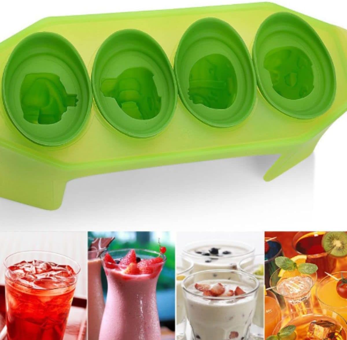 Zombie Popsicle Mold Set 4 Pieces Homemade Silicone Popsicle Maker Kid Easy Release Ice Cream Molds Reusable DIY Pop Molds- BPA Free (Zombie)