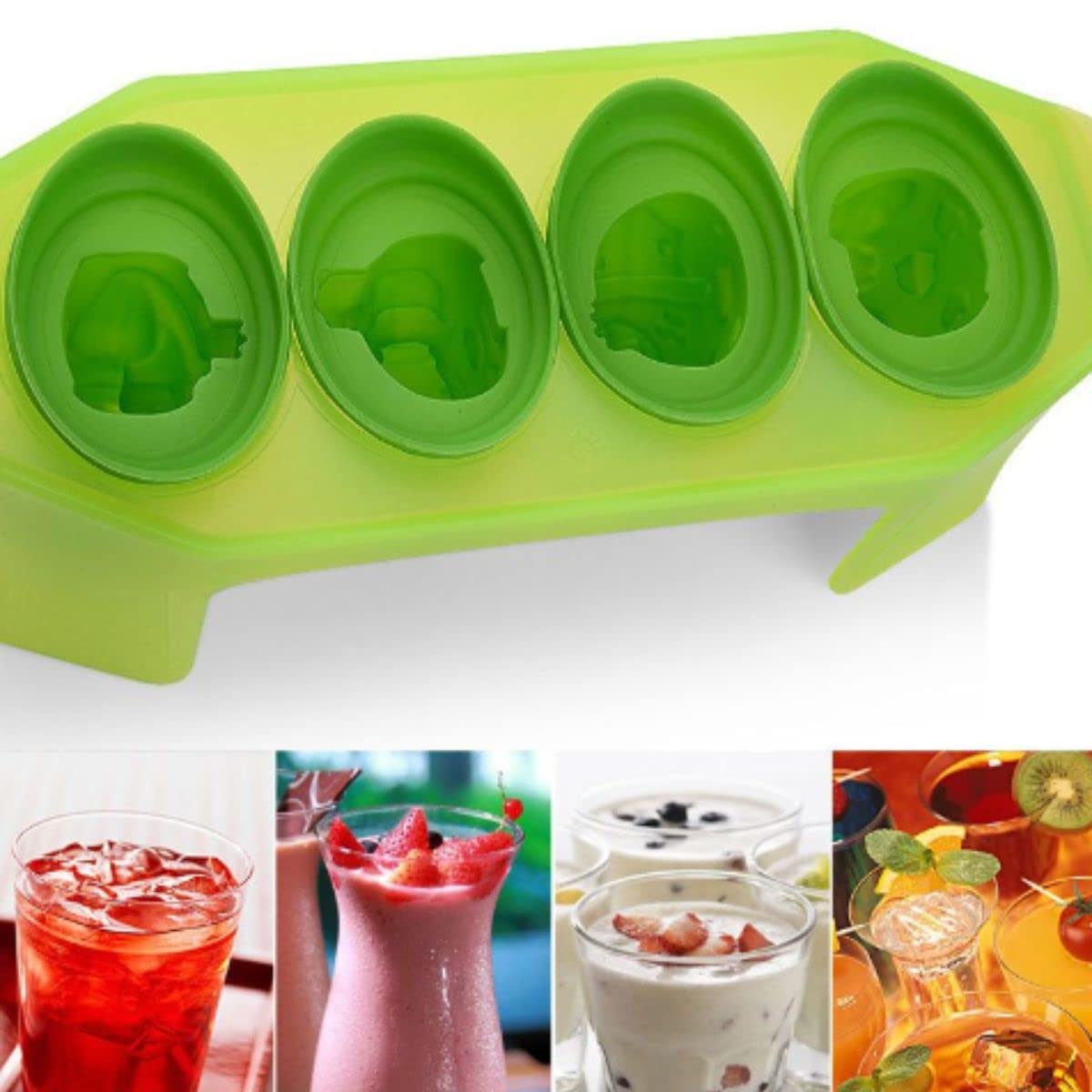 Zombie Popsicle Mold Set 4 Pieces Homemade Silicone Popsicle Maker Kid Easy Release Ice Cream Molds Reusable DIY Pop Molds- BPA Free (Zombie)