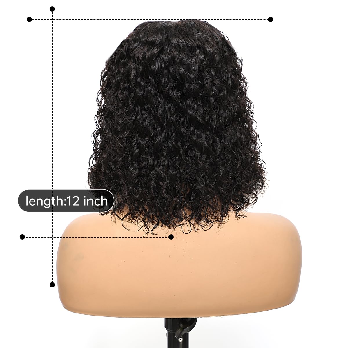 Wear and Go Glueless Water Wave 5x5 Hd Lace Closure Wigs Human Hair 280% Density Wig for Black Women Pre Plucked Wig Natural Black (Black, 12 Inch)