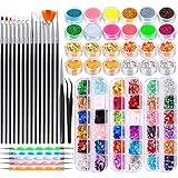 Nail Art Brush, Teenitor Nail Art Kit with Nail Brush Pen Dotting Tools Holographic Butterfly Nail...