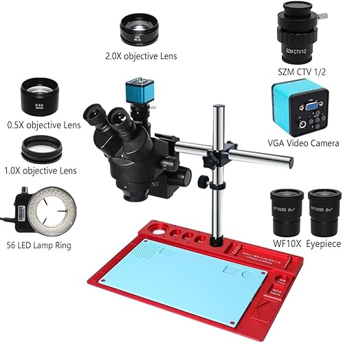 Miniatura 4 de Microscope Accessories Kit 35X-90X Simul Focal Trinocular Stereo Microscope VGA 1080P VGA 38MP HDMI Digital USB Microscopio Camera CTV Adapter