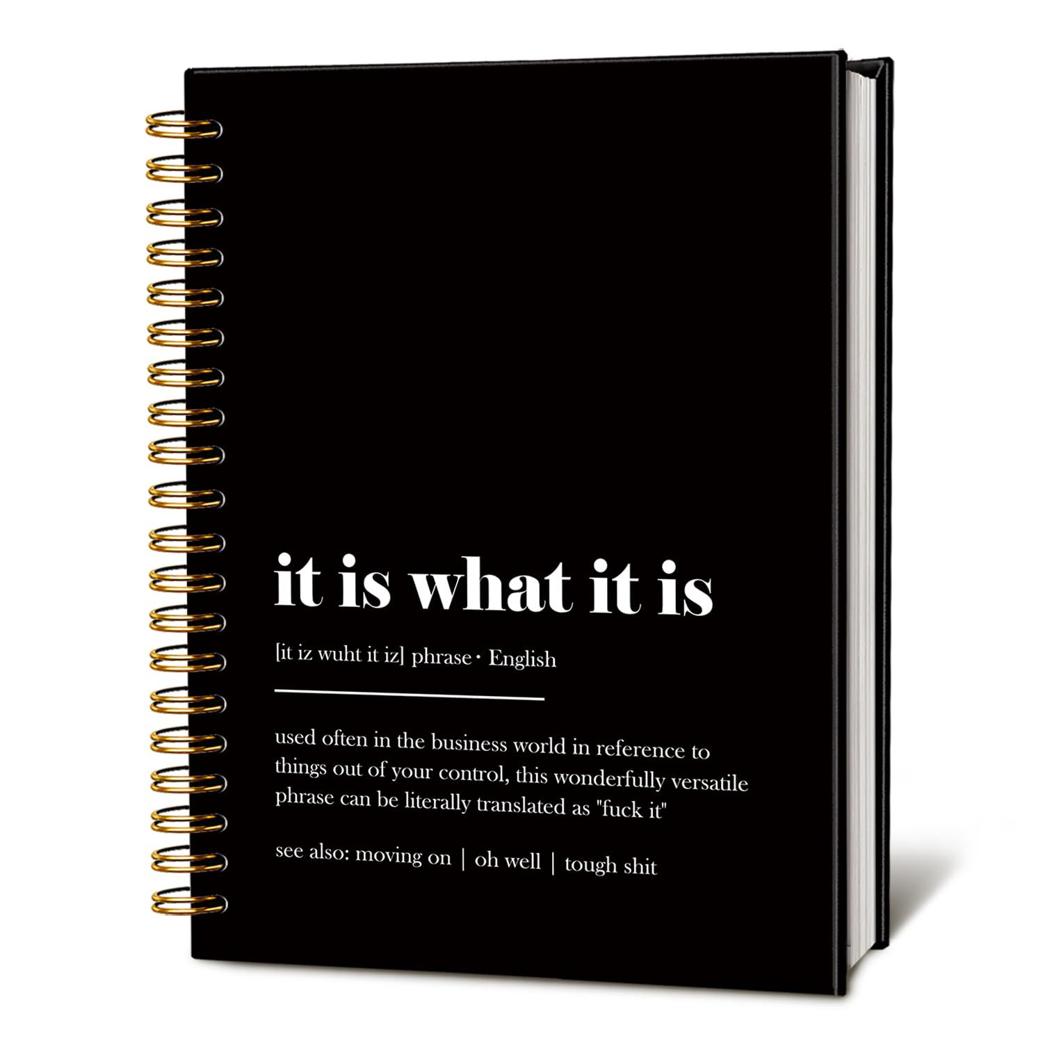 LIANGW It is What It is - Taccuino divertente per lavoro, regalo umoristico per ufficio, regali divertenti per ufficio per colleghi, forniture per ufficio divertenti, quaderno a spirale con copertina