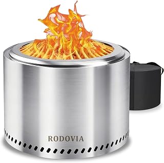 Rauchfreie Feuerstelle 50cm, Feuerschale Edelstahl mit Grillrost, Aufbewahrungstasche, Abnehmbarer Aschekasten,Tragbare Feuerstelle für Terrasse, Garten, Camping, Einfache Einrichtung und Lagerung