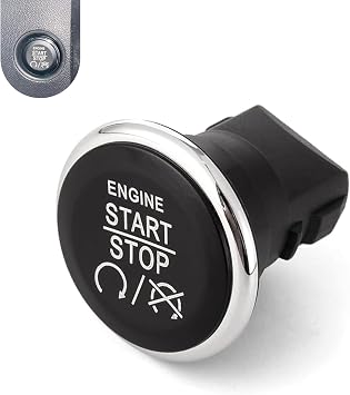 Car Push Start Ignition Switch, Keyless Engine Start Stop Switch, Ignition Start Button Replace for Jeep Commander, Grand Cherokee, Chrysler Town, Country, Dodge Challenger, Durango Black