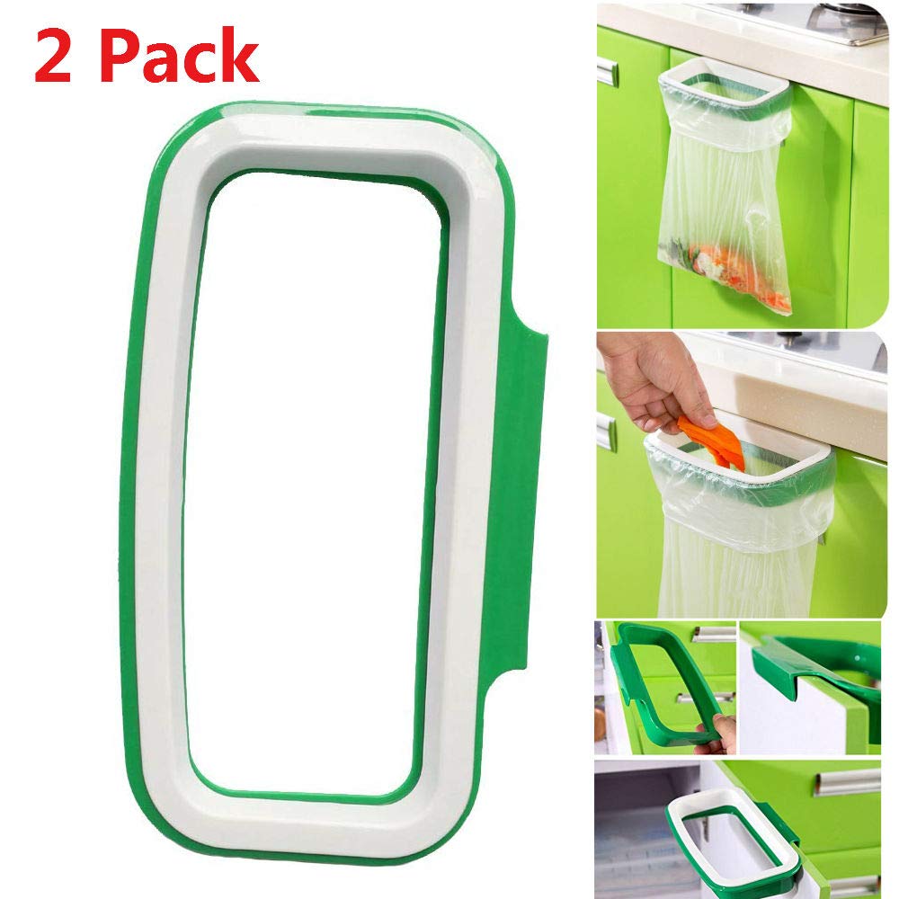 2 Pack Hanging Trash Garbage Bag Holder Portable Bin Bag Holder, Hanging Kitchen Cupboard Door Back Style Standing Rubbish Sacks Storage Rack