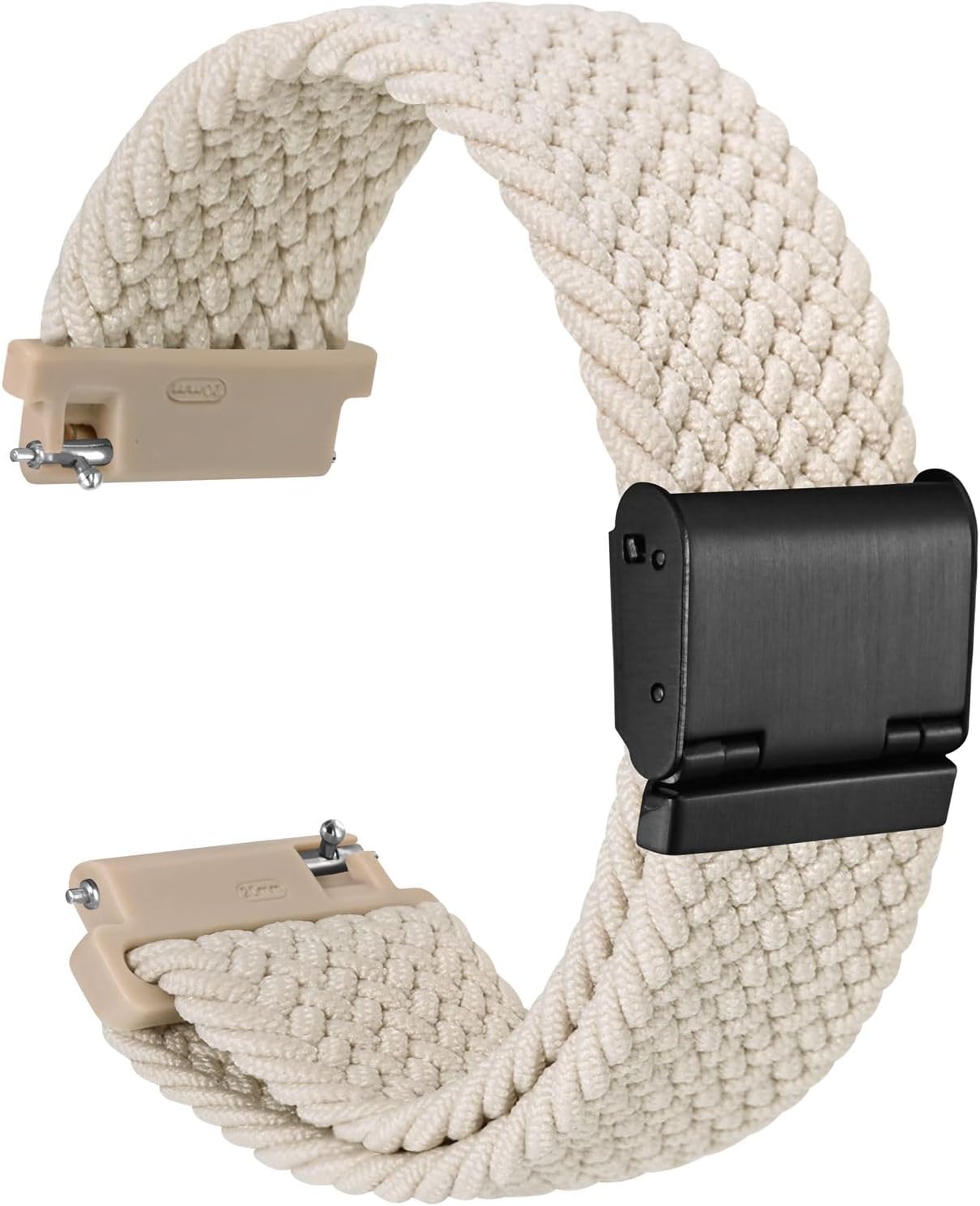 WOCCI 22mm Braided Nylon Watch Band for Men and Women, Quick Release, Black Stainless Steel Buckle (Starlight)