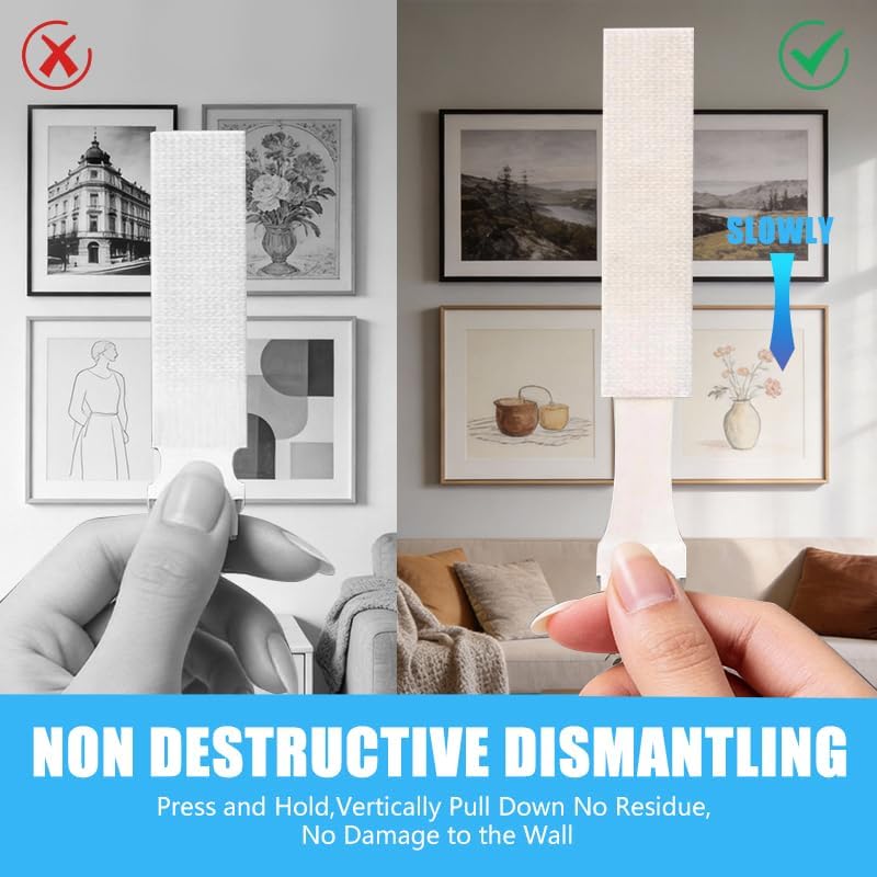 Feelia Heavy Duty Command Strips Picture Hanging Hardware Home Decor,Medium 20-Pairs(40 Strips) Poster Tape