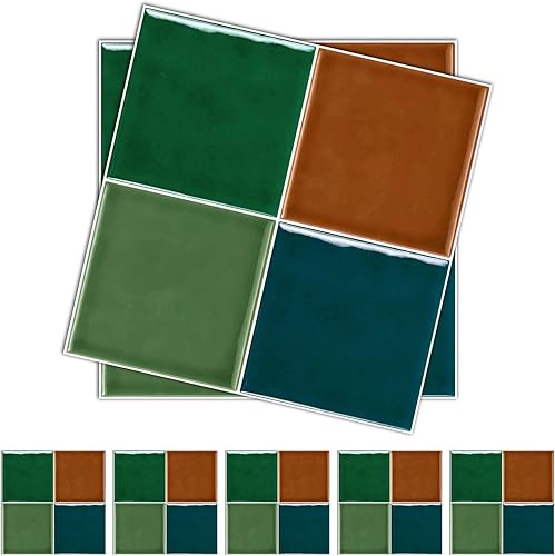 Miniatura 2 de Alwayspon Adhesivo de vinilo brillante de ladrillo de Provenza, autoadhesivo para azulejos de pared de transferencia de salpicaduras para cocina y