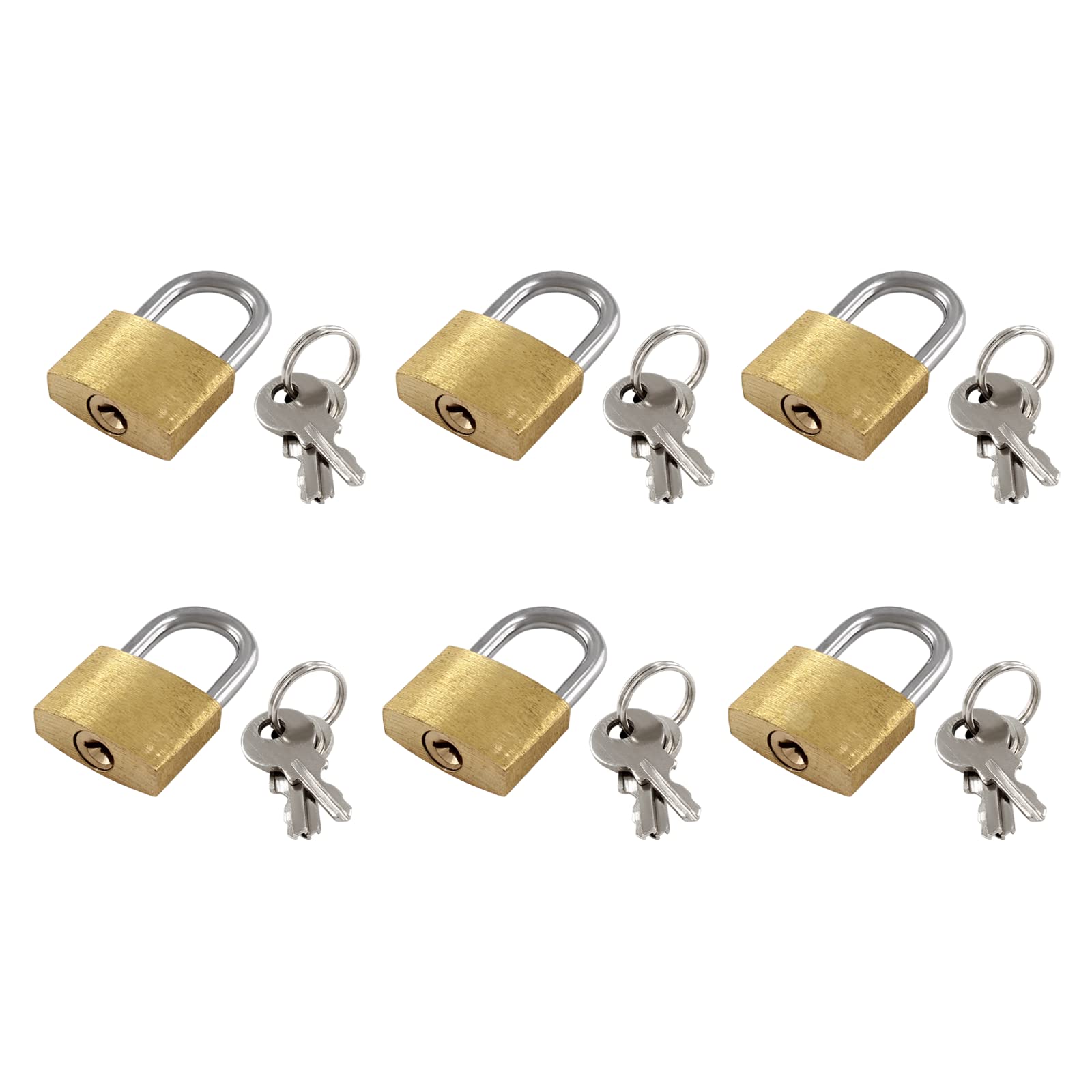 Litoexpe 6 Pieces Mini Locks with Keys, Small Solid Brass Padlock