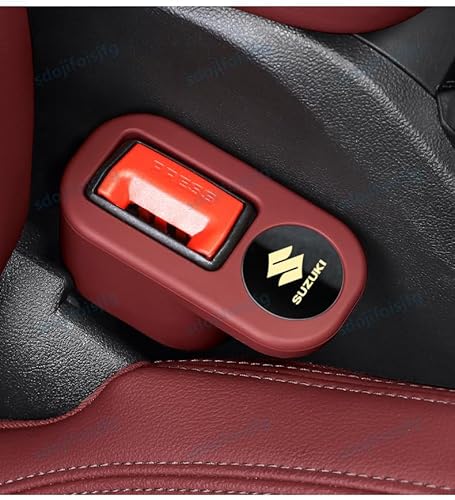 【新型】スズキ 車用 シートベルトバックルホルダー シートベルトバックルカバー スイフト ジムニー MRワゴン アルト イグニス ワゴンR 全シリーズ対応 専車ロゴ シリコン シートベルトバックルホルダー 後部座席汎用 シートベルトガードレシーバー 後部座