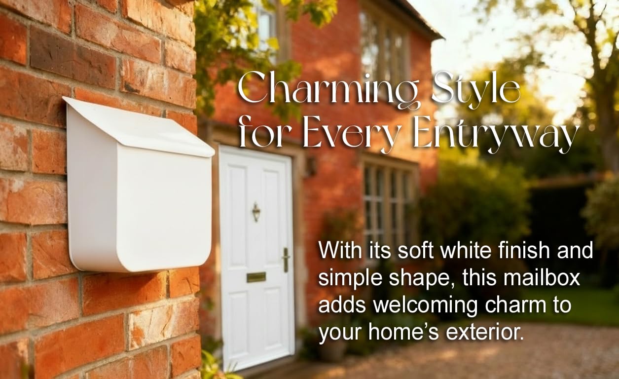 Condition photo showing New/Like New for nach gallery wall mount mailbox, 10.5 x 4.5 x 10.25 inch, metal mailbox for outdoor use, waterproof mailbox – white finish, mb-7500 series
