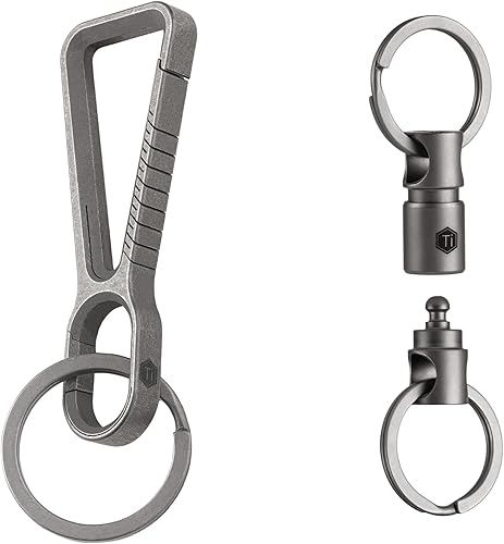 KeyUnity Clip de llavero de mosquetón de titanio KD01 y paquete de conector de llavero desmontable KA24