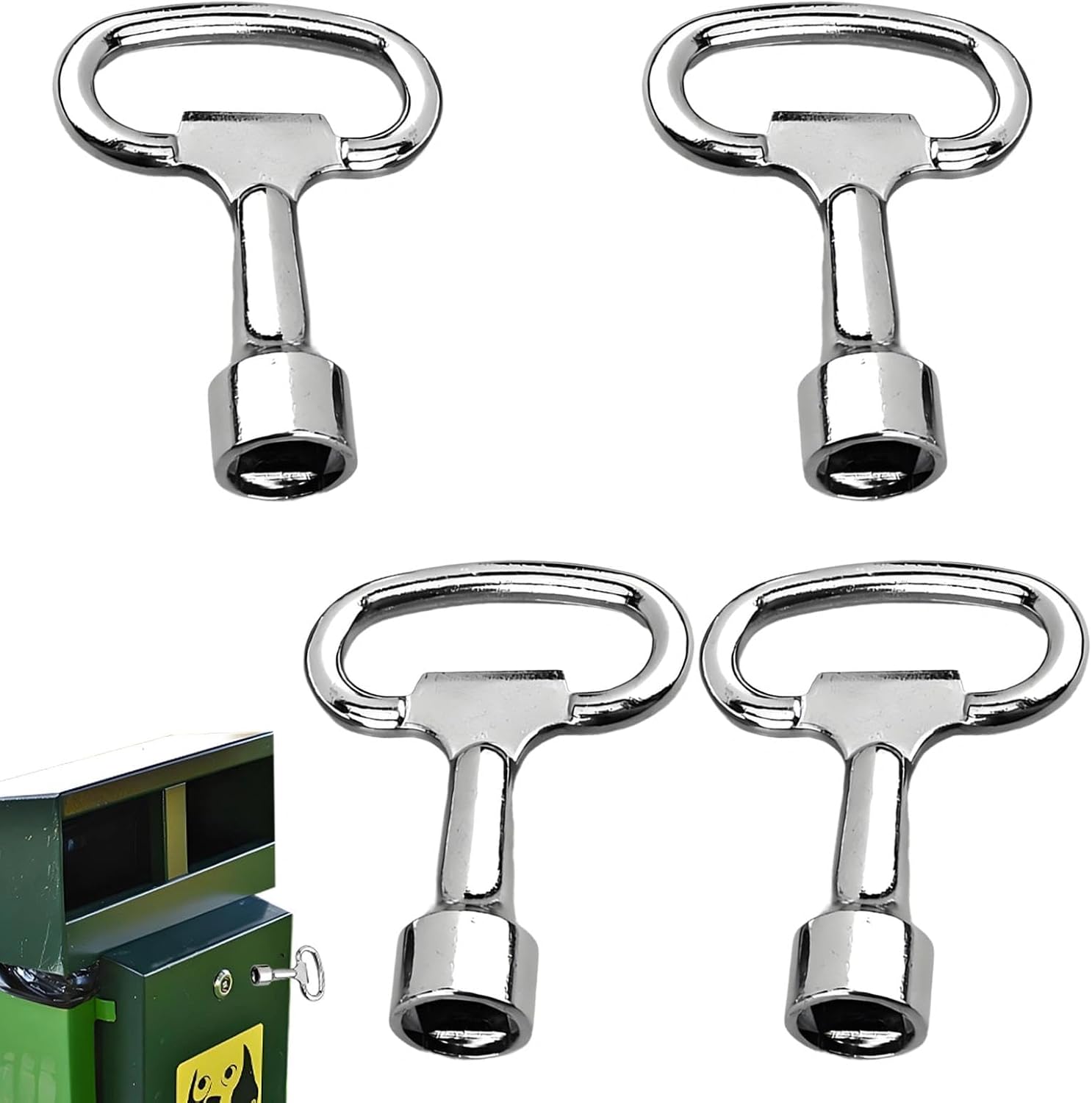 Set of 4 square keys 8 mm key square tap outdoor tap outdoor taps ventilation key for radiators wheelie bin elevator electric box gas water electricity meter